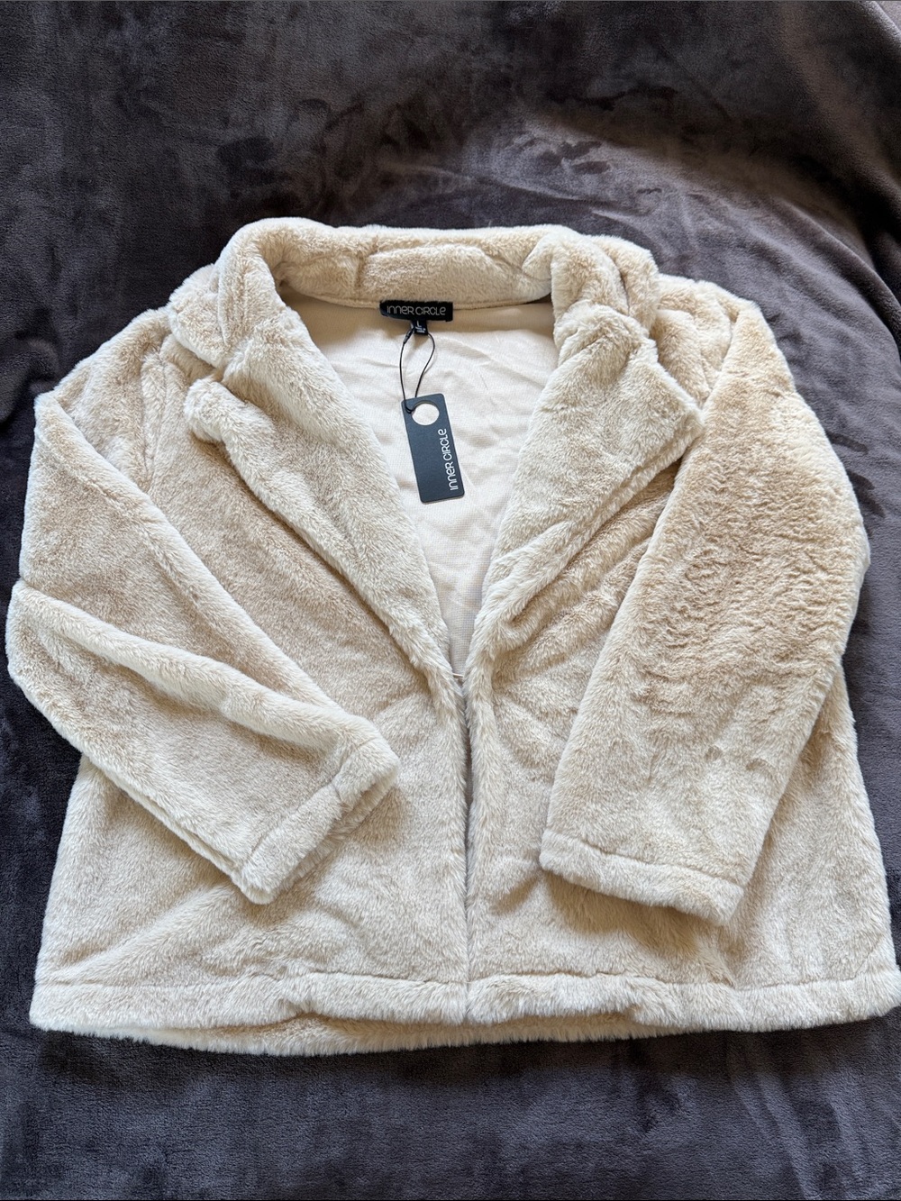 Inner Circle Cream Plush Teddy Jacket for Women